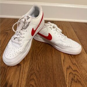 Nike Men's Court Vision White and Red Sneakers